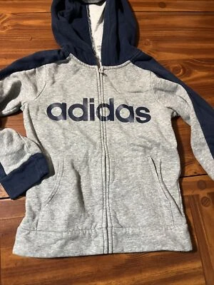 Adidas Boys  Full Zip Hoodie- Jacket Blue& gray /Size 6/ pockets - Image 1 of 4