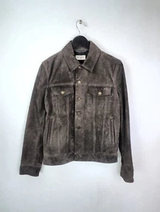 2021 SAINT LAURENT PARIS Men's Sz S IT46 Brown Suede Trucker Jacket 529949 - Picture 1 of 10