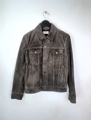 2021 SAINT LAURENT PARIS Men's Sz S IT46 Brown Suede Trucker Jacket 529949 - Image 1 of 4
