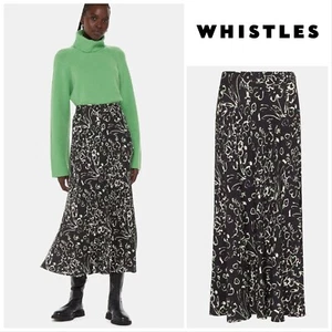 WHISTLES Scribble Bouquet Print Fluted Midi Skirt UK 18 - Flippy Lightweight - Picture 1 of 15