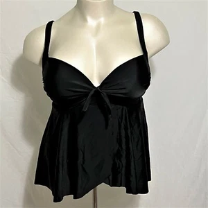 Torrid Swimsuit Swim Dress One Piece Tie Front Wireless Black Plus Sz 1 F 14 16 - Picture 1 of 3