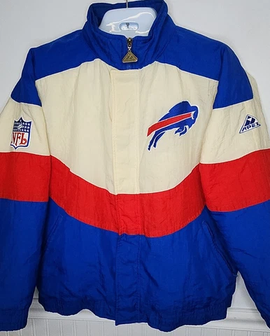 Vtg 90s Proline Apex One NFL Buffalo Bills Winter Puffer Jacket Men Large Zip Cover