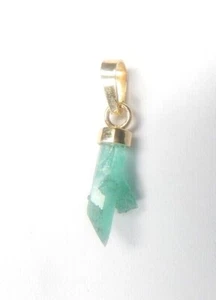 Colombian Emerald Natural Crystal Pendant 1.80 Cts 18K Gold Tubular Shape Muz - Picture 1 of 12