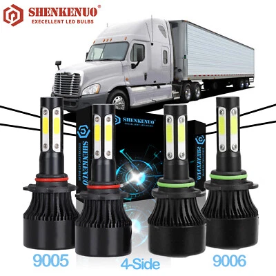 Combo 9005 9006 LED Headlight 4 Side Bulbs For Freightliner Columbia 1996-2015 - Image 1 of 4