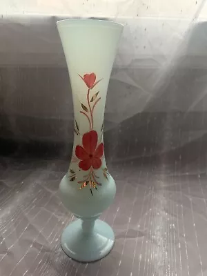 Ancien Soliflore Vase Tulipier  Opaline Bleu Vintage 25 Cm - Photo 1/4