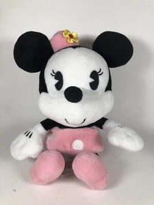 Disney Parks Plush Minnie Mouse Pink Polka Dot Hat Yellow Flower 8” Stuffed Toy  - Picture 1 of 10
