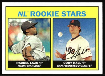 2016 Topps Heritage NL Rookie Stars Raudel Lazo / Cody Hall #185 - Image 1 of 2