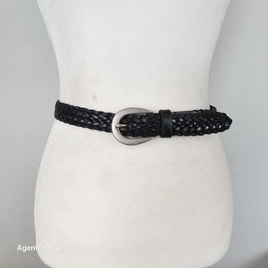 Cinturón de vestir COACH M 30-34" negro trenzado tejido cuero latón hebilla 8518 - Imagen 1 de 18