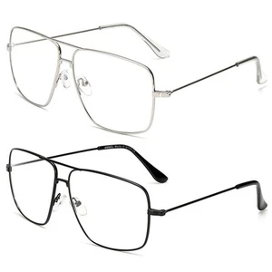 Classic Glasses Clear Lens Non Prescription Metal Frame Eyewear Men Women 2 P... - Picture 1 of 6