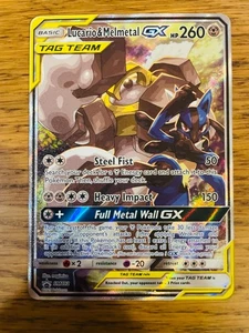 N-COMO NUEVO! Lucario & Melmetal SM192 Sun & Moon Tag Team Arte Antiguo Promo Tarjeta Pokémon! - Imagen 1 de 4