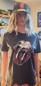 Zara kids rolling stones T shirt size 11-12 with matching adjustable hat - Picture 1 of 6