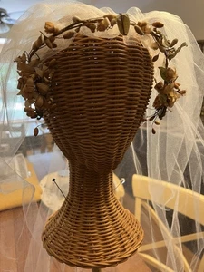 1955🌟Vintage Antik Handarbeit 1910er Flapper Hochzeit Brautschleier Seide Tüll Flor - Bild 1 von 21