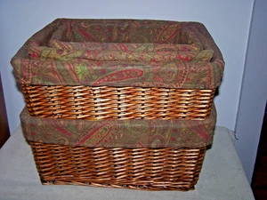 Juego de cestas forradas de cachemira vintage de 4 piezas - 2 Lg, 1 Med, 1 Sm - HERMOSO PARA CUALQUIER HABITACIÓN - Imagen 1 de 12