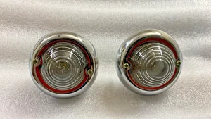 JEEP WILLYS PARKING TURN SIGNAL INDICATOR CLEAR GLASS LIGHT PAIR CHROME - Picture 1 of 7