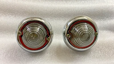 JEEP WILLYS PARKING TURN SIGNAL INDICATOR CLEAR GLASS LIGHT PAIR CHROME Foto 1 de 4