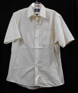 GW-Men's S/S Button Down Broadcloth Dress Shirt from Stafford -Cream -Sz 16 1/2 - Picture 1 of 2