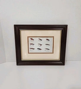Vintage Framed Traditional 6 Salmon Flies 10”x12” Art Photo Wall Decor - Picture 1 of 8