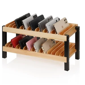 30-Grid Wooden Cell Phone Holder Desktop Multiple Classroom Cell Phone Holder... - Picture 1 of 6