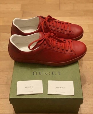 Luxury Gucci ACE Rot Sneaker Herren Schuhe Gr. 44 Top Zustand Original  mit Box - Bild 1 von 4