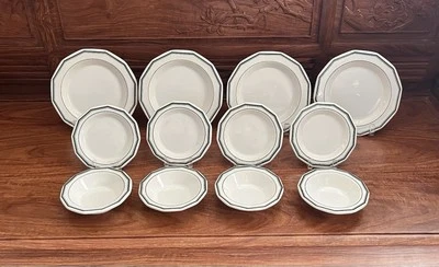 Juego de 12 piezas de porcelana esterlina medallón vintage de 12 lados para 4 hecho en EE. UU. Foto 1 de 4