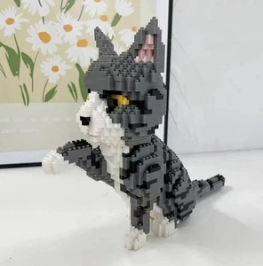 1258pcs 3D Puzzle Grey Cat Building Blocks Advanced Set - Picture 1 of 7