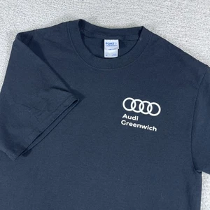 Camiseta Audi Greenwich Para Hombre Mediana Negra Auto Connecticut Y2K Cars NYC Logo - Imagen 1 de 7