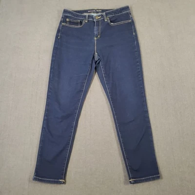 Pantalones de mezclilla Michael Kors para mujer talla 8 azules tiro medio elástico logotipo 5 bolsillos ajustados Foto 1 de 4