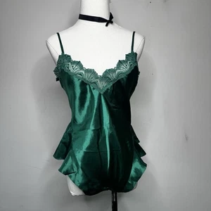 Vintage Women Victoria's Secret Gold Label Green Babydoll Cami Romper Lingerie S - Picture 1 of 5
