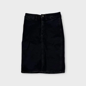 Wrangler Black Hi Pencil Cotton Blend Denim Skirt Womens 8 Casual - Picture 1 of 11