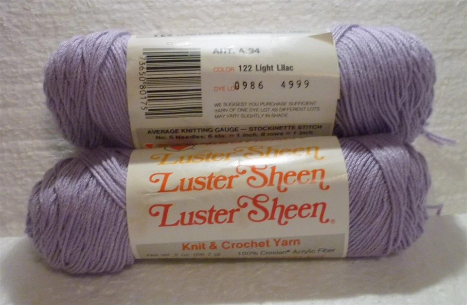 RED HEART LUSTER SHEEN 100% ACRYLIC YARN 2 - 2 OZ SKEINS 122-LIGHT LILAC NOS - Image 1 of 1