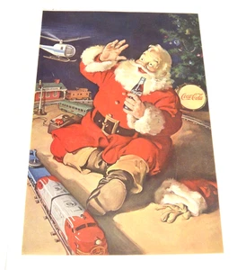 Vintage Coca Cola Santa Advertisement Electric Train Helicopter 1962 Sands Hotel - Picture 1 of 2