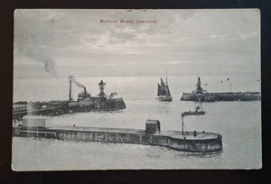 Harbour Mouth, Lowestoft, East Suffolk Vintage Postcard 1910 Postmark - Picture 1 of 2