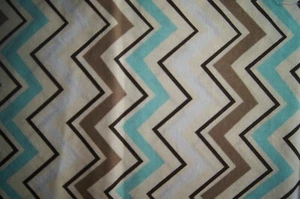 2/3 Yards Brown Blue Yellow White Chevron Cotton Fabric 25" X 42" - Picture 1 of 2