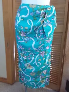GONNA VINTAGE LIZ WEAR NUOVA CON ETICHETTE taglia "M" grandi fiori su sfondo verde acqua stile maxi - Foto 1 di 8