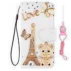 Fancy Bling Rhinestones Wallet Flip Leather Cover For Samsung Case With Lanyards