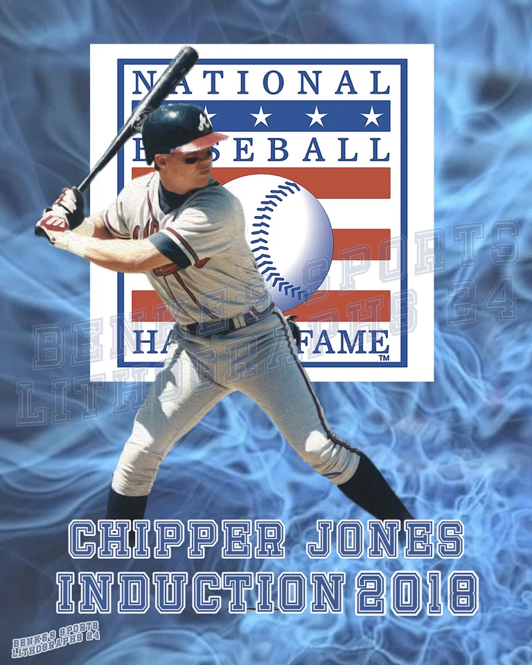 Atlanta Braves Lithograph print of Chipper Jones  2024 HOF - Image 1 of 1