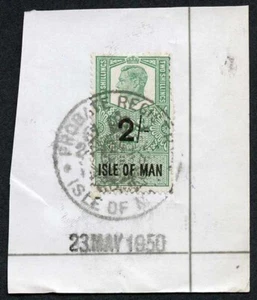 Isle of Man KGVI 2/- Key Plate Type Revenue CDS on Piece - Picture 1 of 1