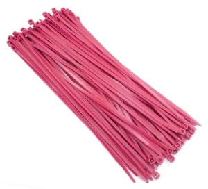 Fluorescent Cable Ties Nylon Plastic Bright Pink Ties - Picture 1 of 4