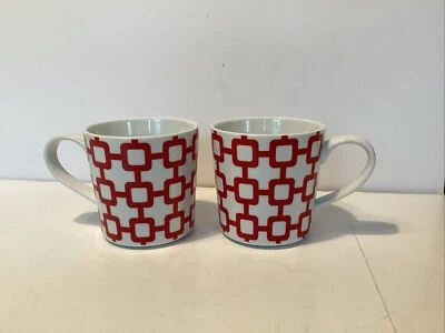 Tazas caja y barril diseño geométrico blanco/rojo Foto 1 de 4