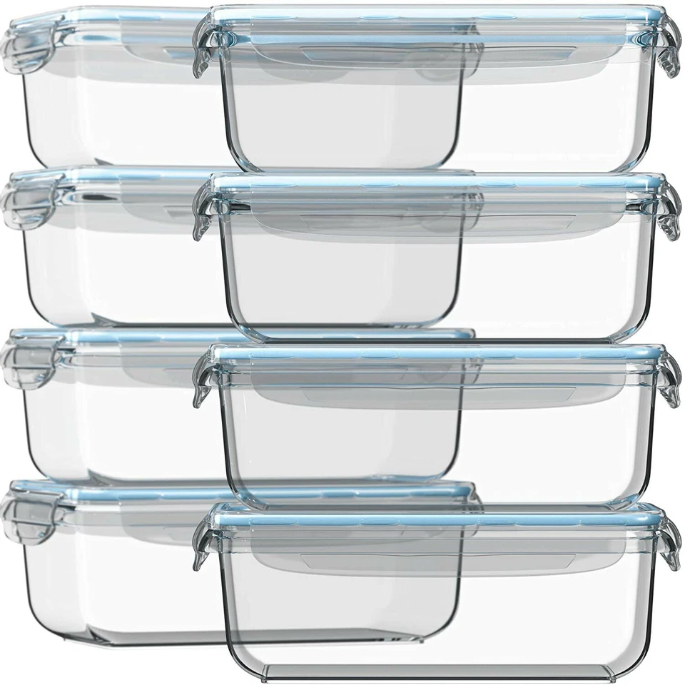 Razab 16pc Glass Food Storage Set (8 Containers with 8 Airtight Lids) Meal Prep - Image 1 of 4