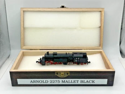 N Scale Arnold 2275 Mallet Black Locomotive Custom Wood Case - Image 1 of 4