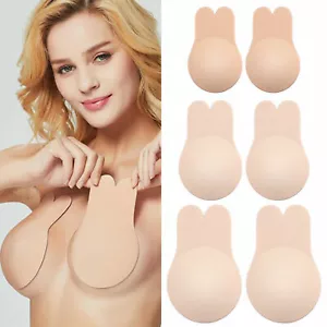 2 Invisible Brassy Breast Lift Push Up Bra Silicone Nipple Sticky Cover NY - Picture 1 of 13