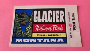 Calcomanía calcomanía de recuerdo vintage Glacier National Park Montana Citadel Mountain - Imagen 1 de 1