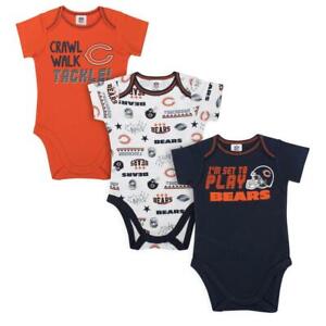 Chicago Bears NFL Infant Boys’ 3-Pack Short-Sleeve Bodysuits, Size 3-6 Mo - NWT