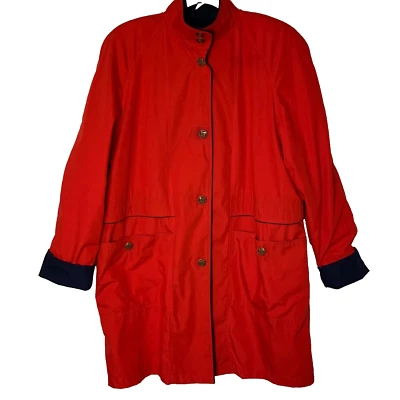 Abrigo de lluvia Misty Harbor talla 10 para mujer rojo forrado de tela carga cualquier clima resbaladizo Foto 1 de 4
