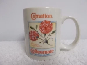 Vintage 1993 Carnation Coffee-Mate Nondairy Creamer Ceramic Botanical Cup Mug - Picture 1 of 6