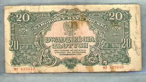 POLAND ~ 1944 ~ 20 ZLOTYCH NOTE ~ CH VG - Picture 1 of 2