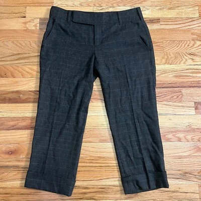 Pantalones de lana Vince para mujer 8 grises a cuadros con puños Y2K ropa de trabajo minimalista silencioso lujo Foto 1 de 4