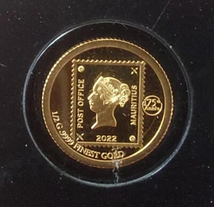 BARBADOS PROOF 10$ GOLD COIN 2022 YEAR 175th ANNI MAURITIUS + COA - Picture 1 of 3