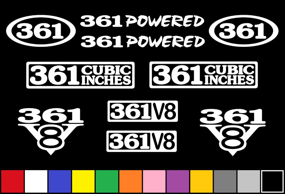 JUEGO DE 10 CALCOMANÍAS 361 V8 POTENCIADAS CAMIÓN MOTOR PEGATINAS EMBLEMAS GUARDABARROS INSIGNIA CALCOMANÍAS  Foto 1 de 1